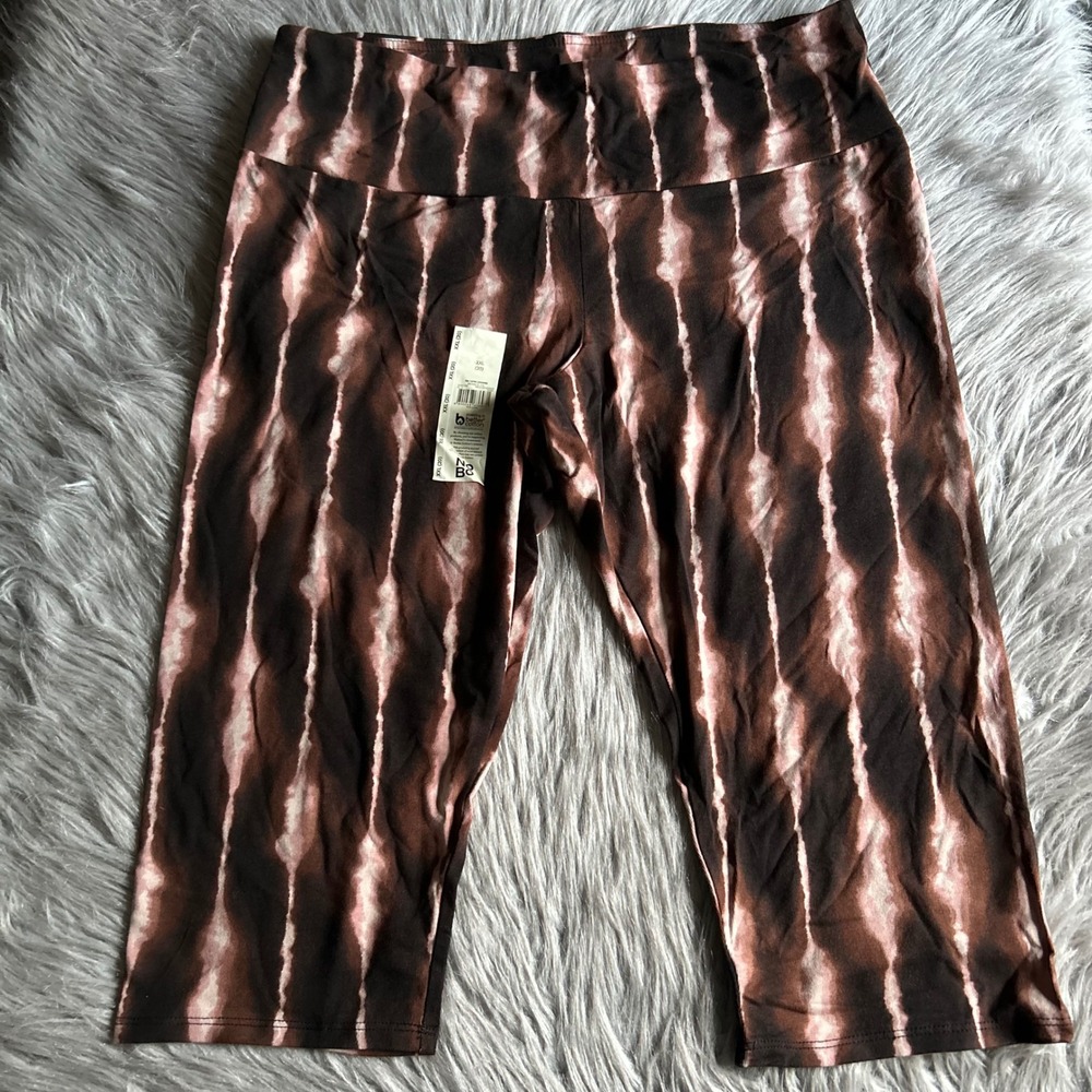 No Boundaries Capri Leggings Women's Size XXL‎ (20) Brown Tie Dye Stretch Pants